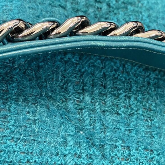 CHANEL 19 CC Logo Round Chain Mini Shoulder Bag Tweed Leather Green 332LC528 - Picture 12 of 16
